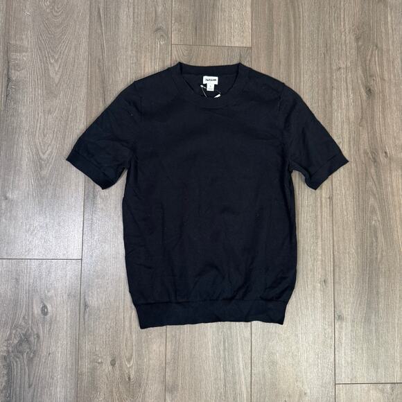 J.Crew Short-Sleeve Cotton Crewneck Sweater Tee WMNS S Black Stretch Classic Fit - Picture 2 of 6